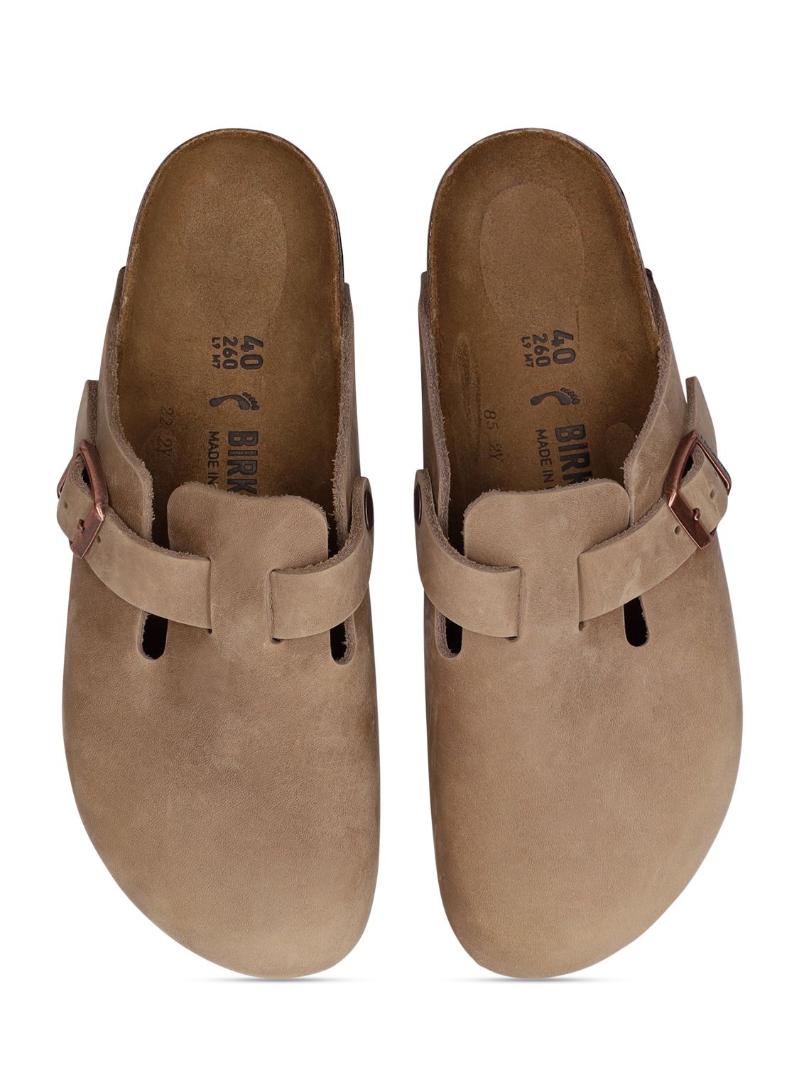 Shop Birkenstock Boston Waxy Leather Sandals In Beige