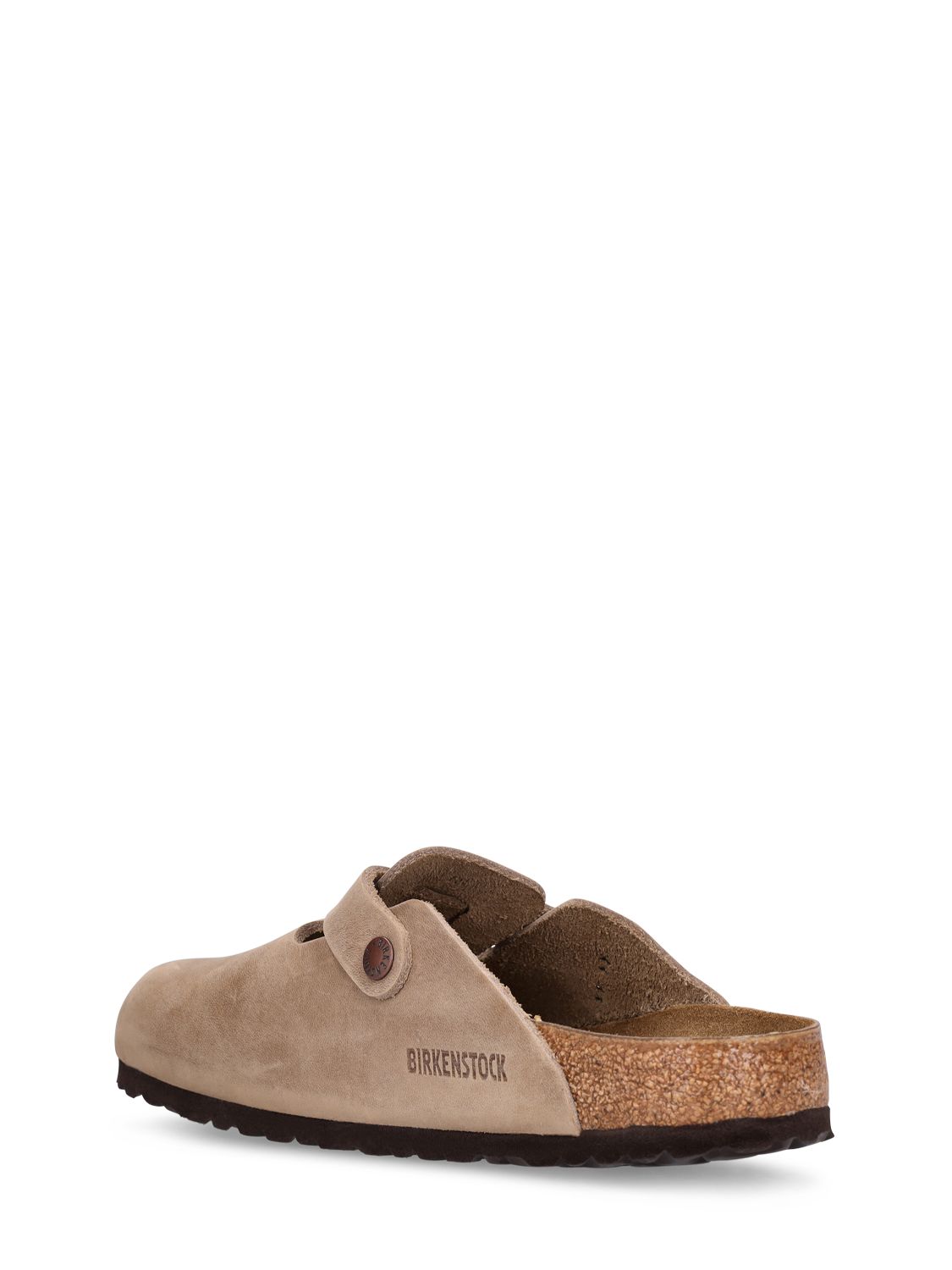 Shop Birkenstock Boston Waxy Leather Sandals In Beige