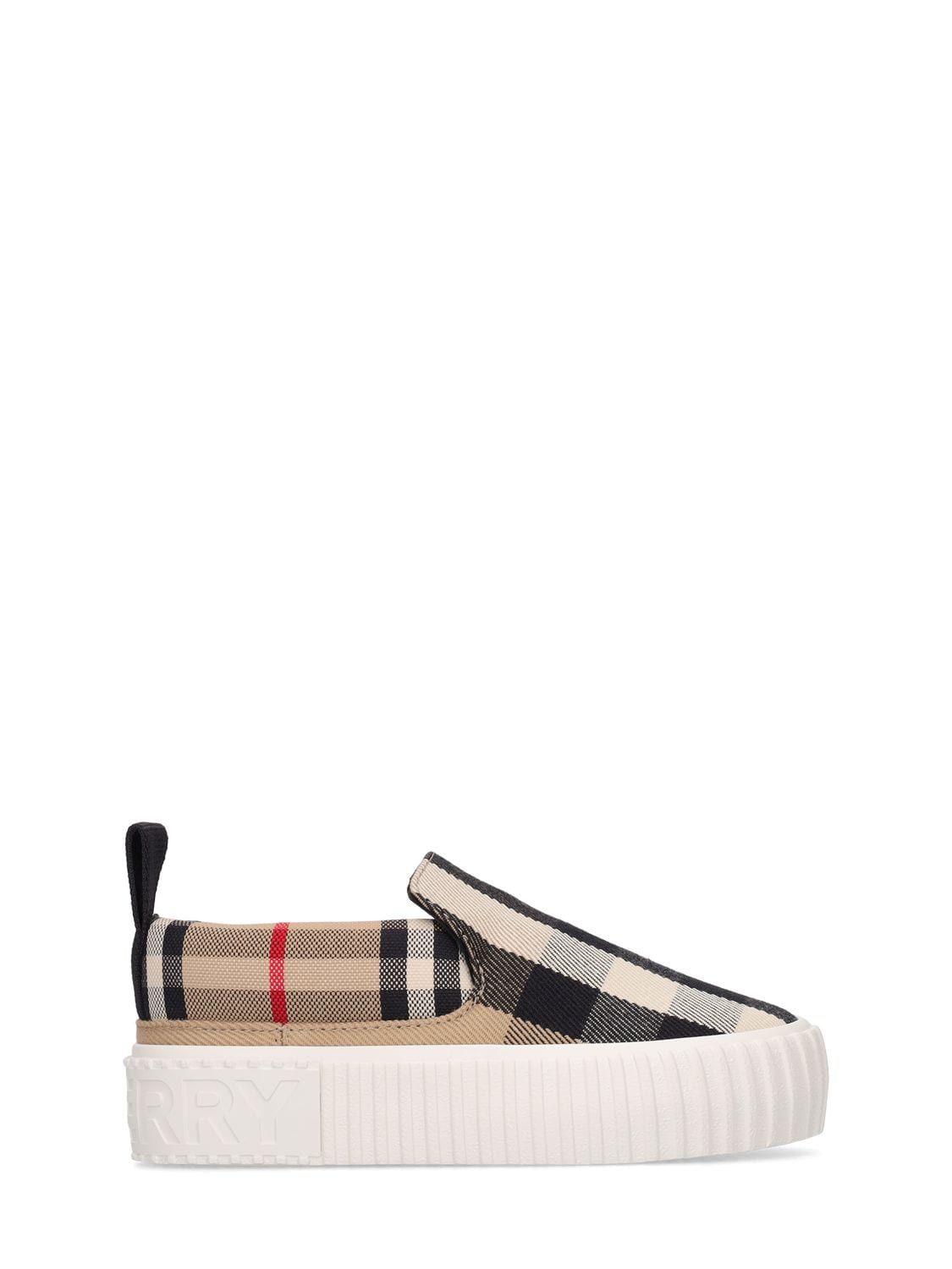 Check Print Cotton Slip-on Sneakers