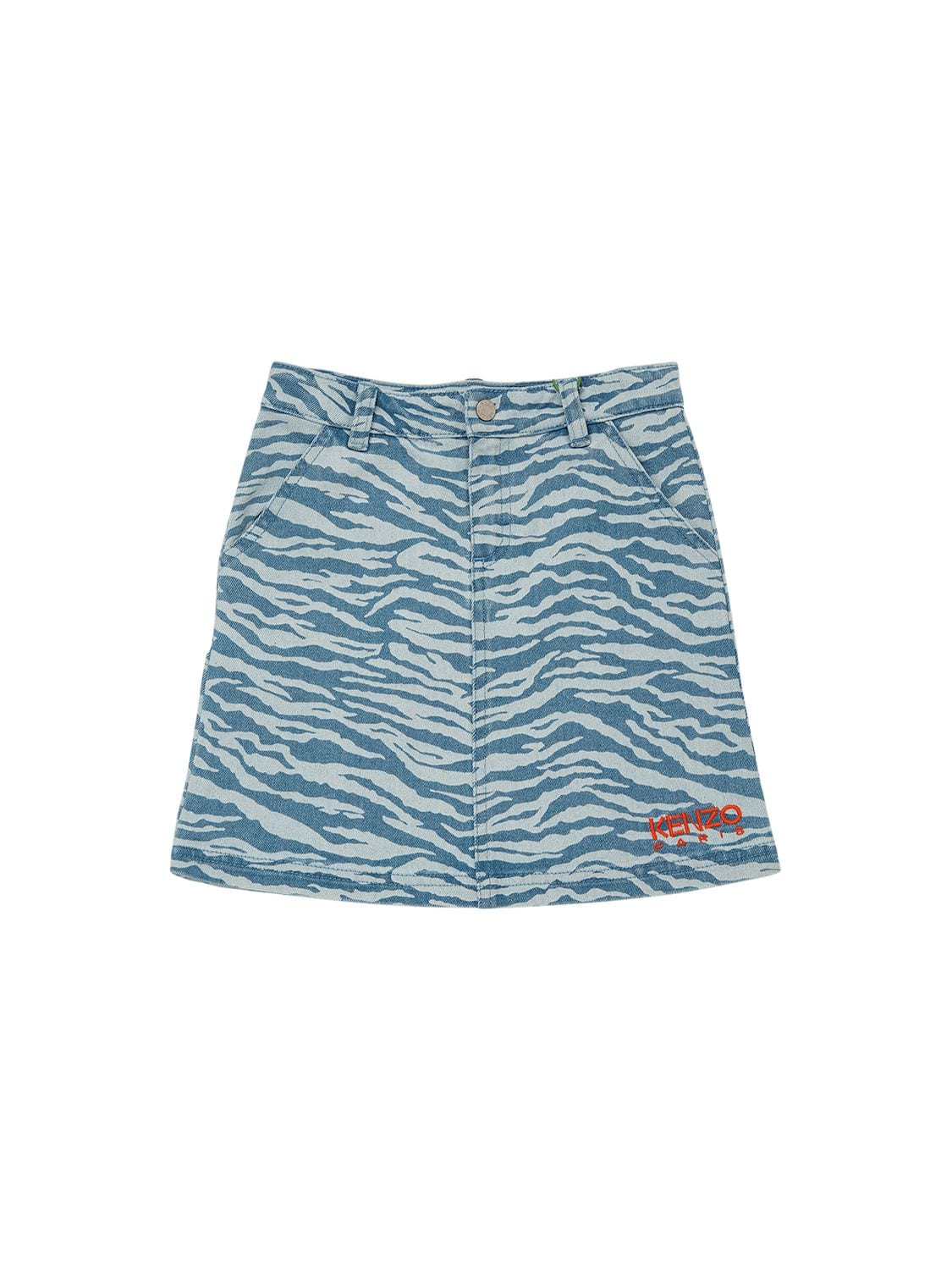 Printed Cotton Denim Skirt W/ Logo
