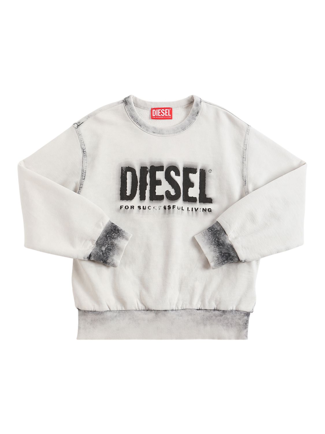 Diesel Kids' Logo Print Cotton Jersey Sweatshirt In Grey