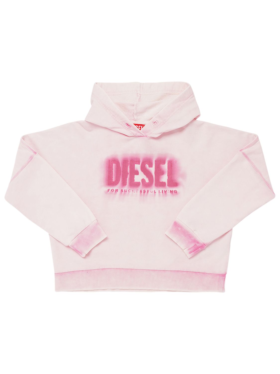 Diesel Logo Print Cotton Sweatshirt Hoodie In Pink