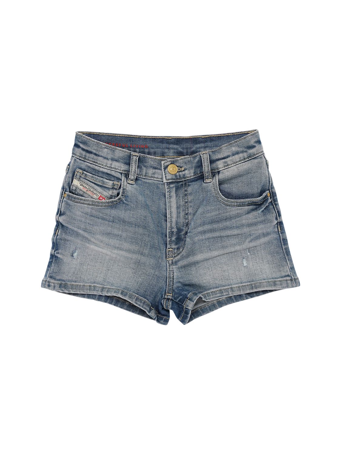 Diesel Stonewashed Denim Cotton Blend Shorts