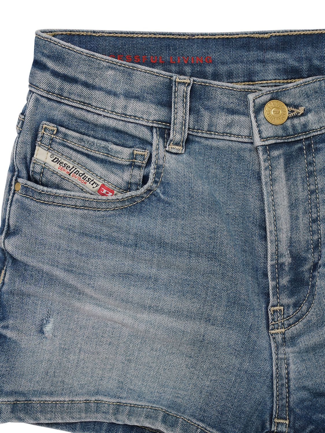 DIESEL STONEWASHED DENIM COTTON BLEND SHORTS 