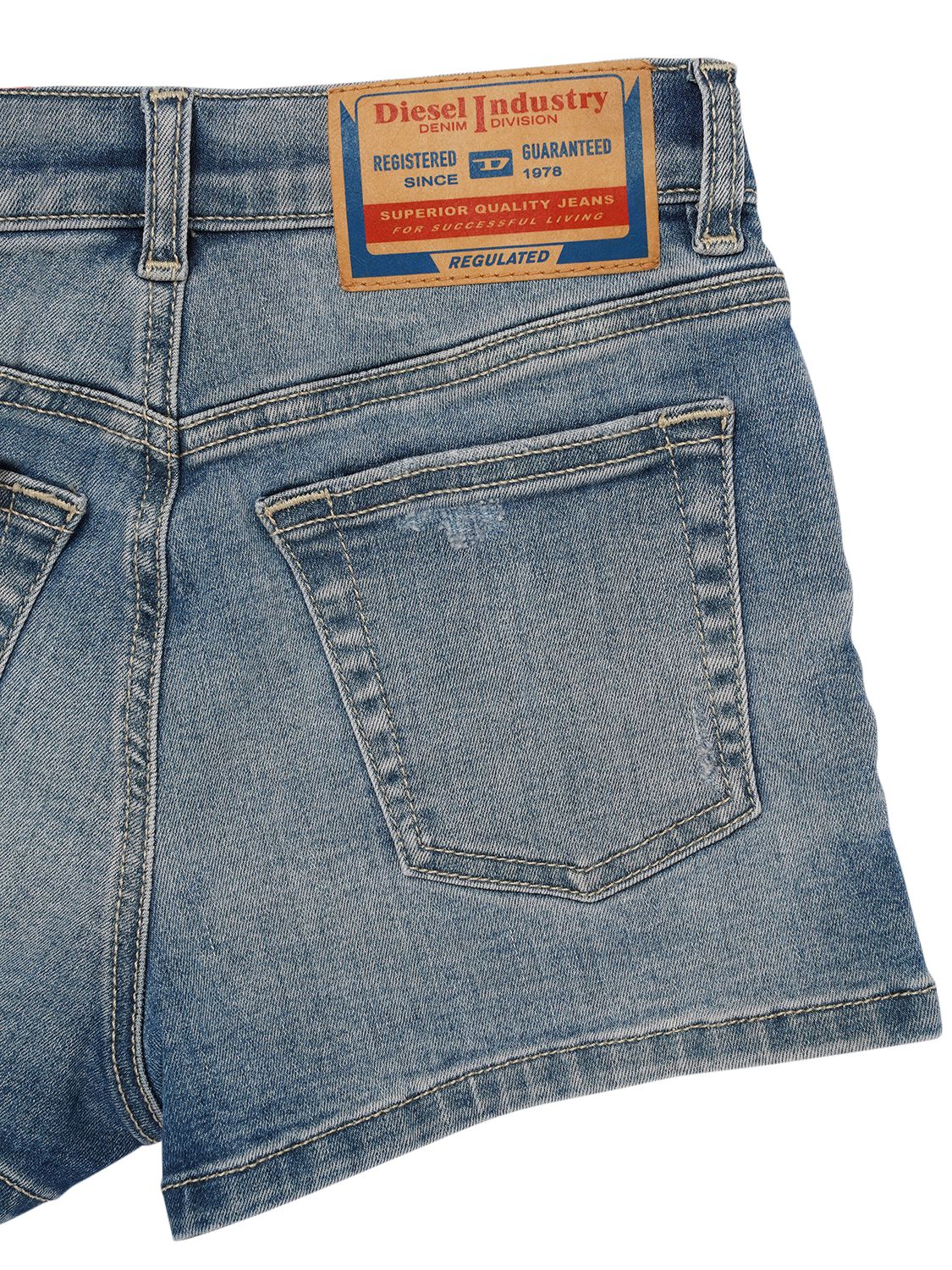 DIESEL STONEWASHED DENIM COTTON BLEND SHORTS 