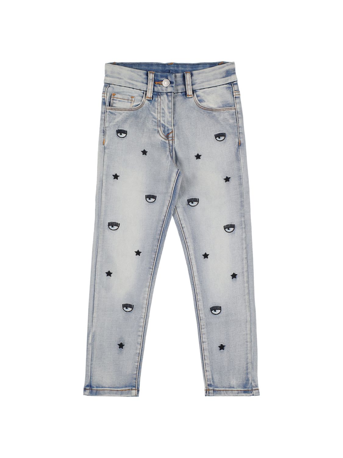 Embroidered Logo Denim Effect Jeans