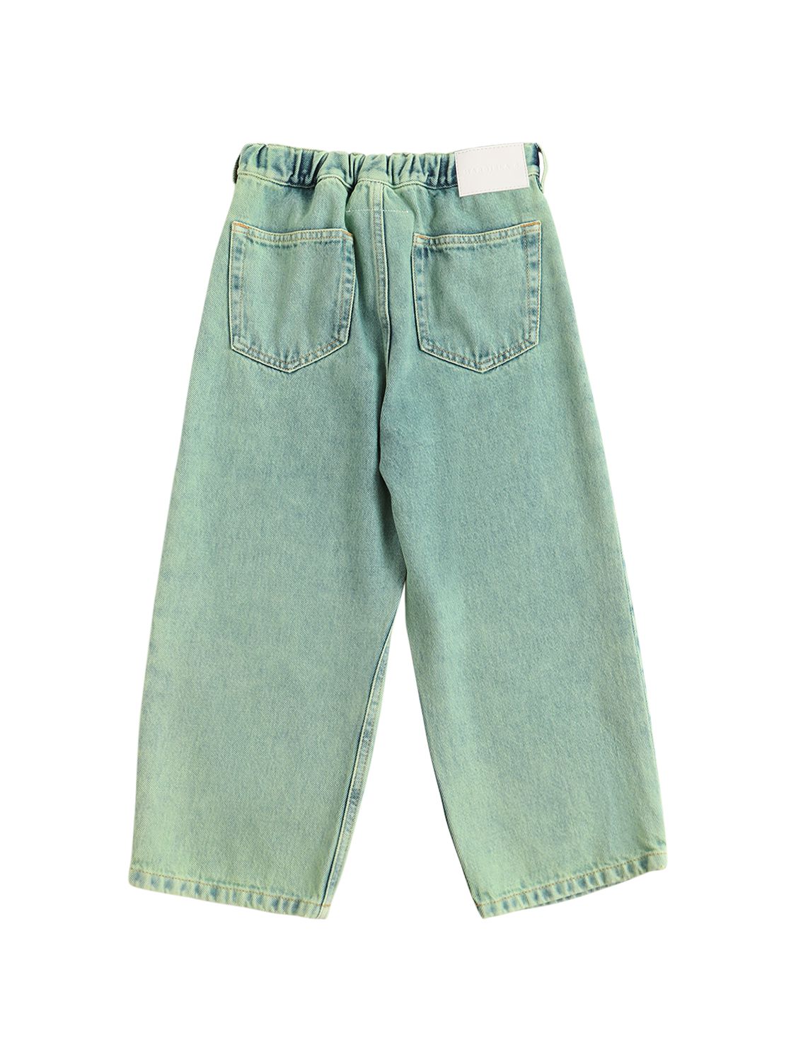Mm6 Maison Margiela Wide Leg Cotton Denim Jeans In Light Green