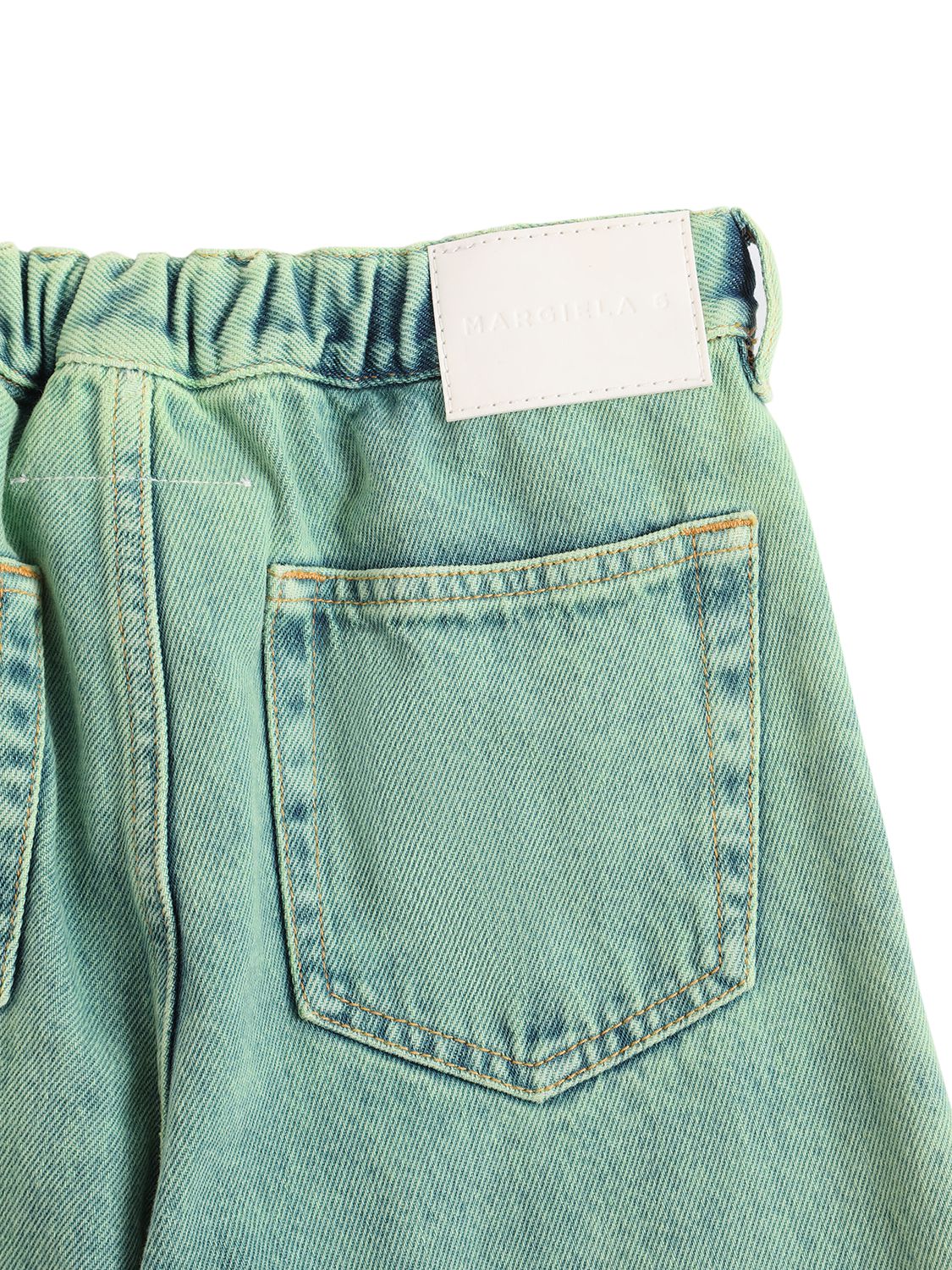 Mm6 Maison Margiela Wide Leg Cotton Denim Jeans In Light Green