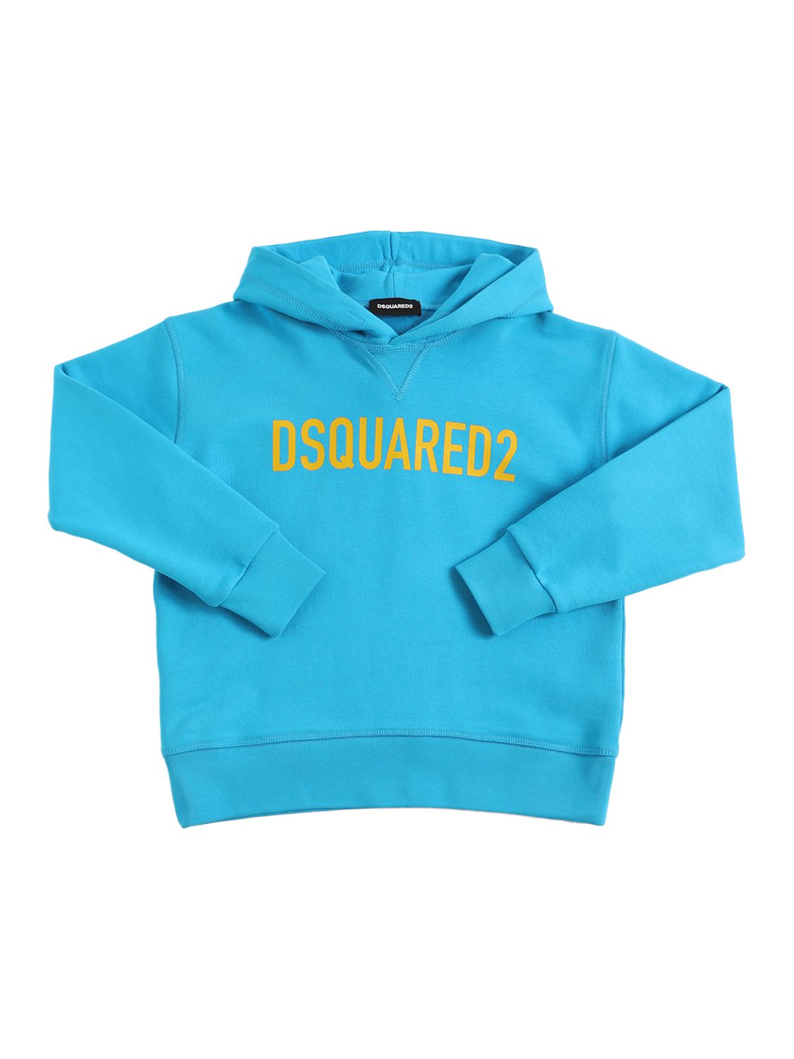 Dsquared2 Cotton Sweatshirt Hoodie W/ Logo In Light Blue