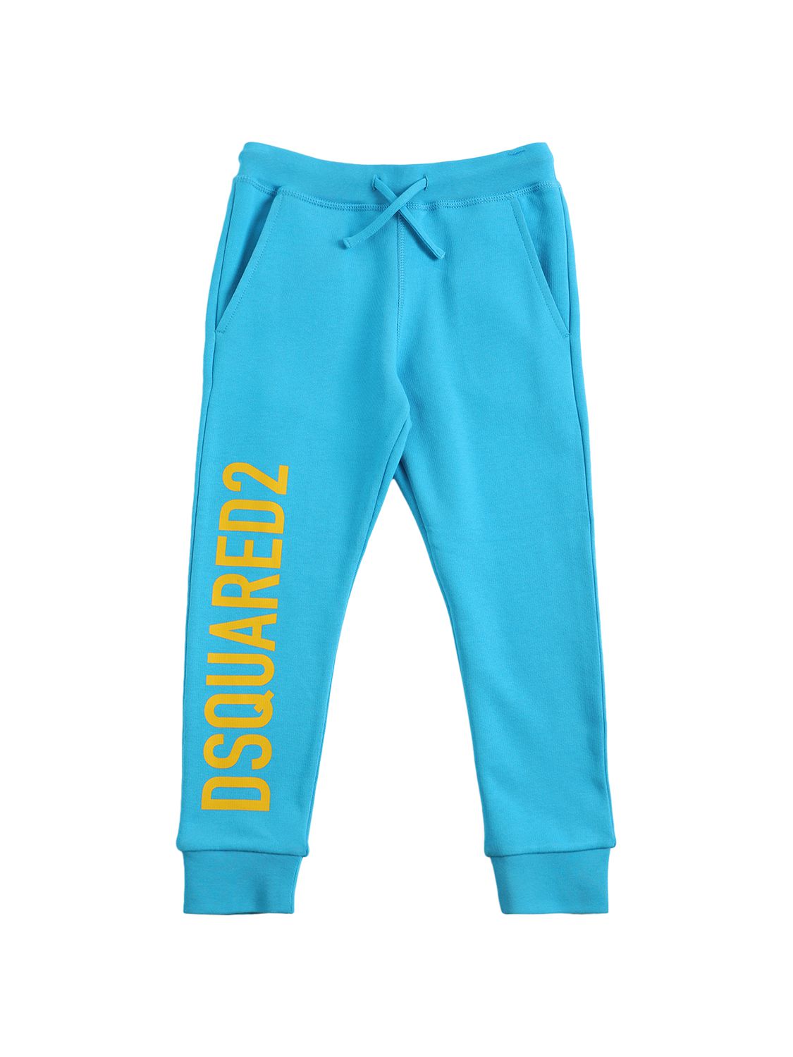 Dsquared2 Kids' Logo Print Cotton Sweatpants In Light Blue