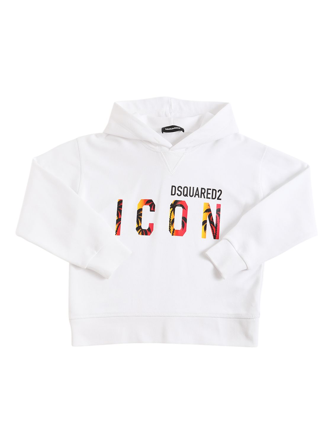 Dsquared2 Kids' Icon Logo Print Cotton Hoodie In White