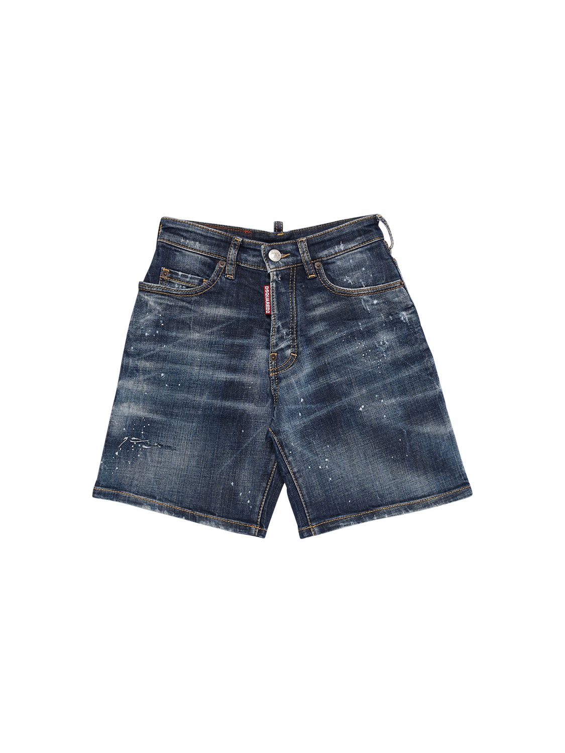 Dsquared2 Distressed Cotton Stretch Denim Shorts