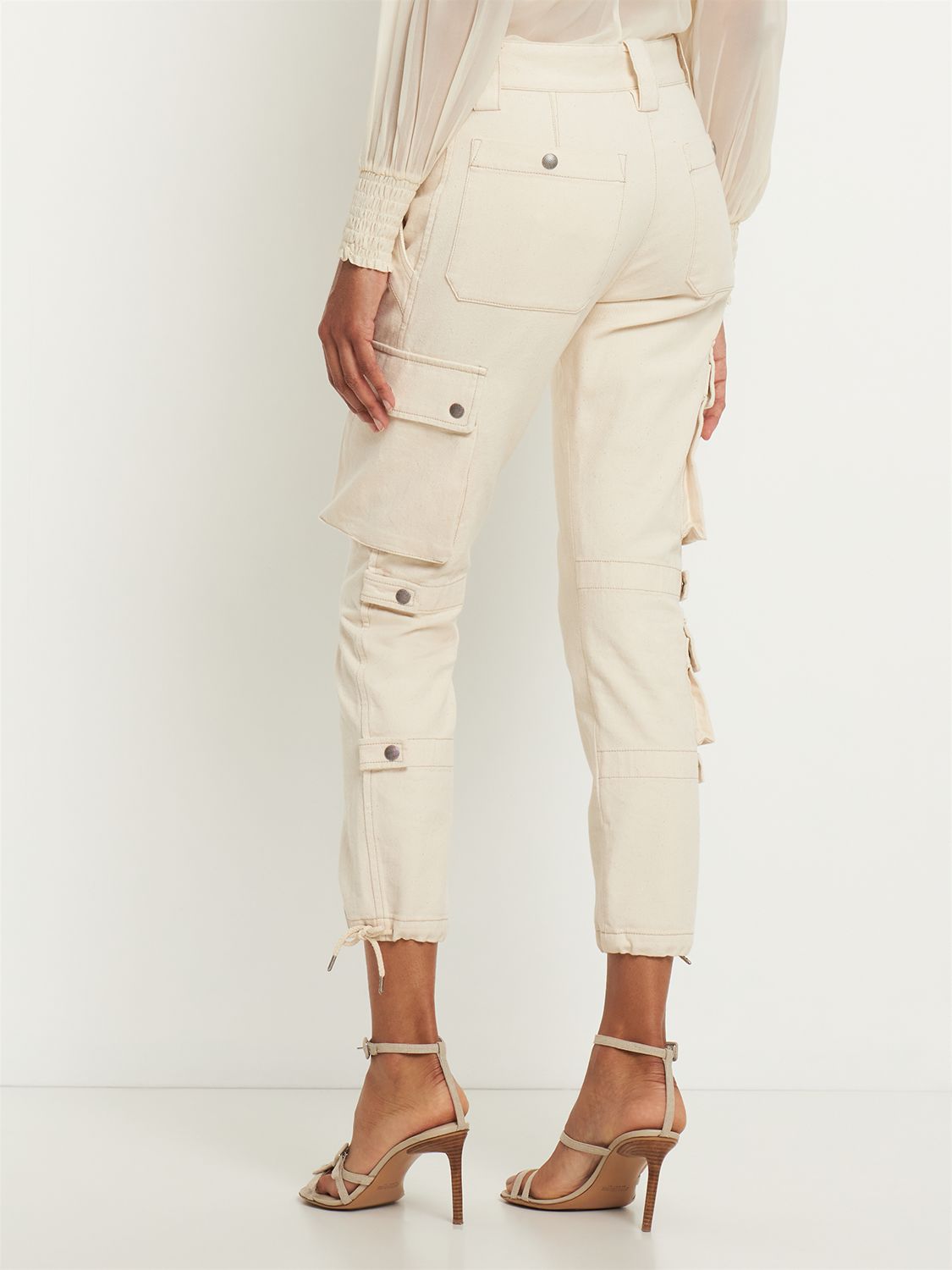 Shop Isabel Marant Elodie Cotton Cargo Pants In Ecru
