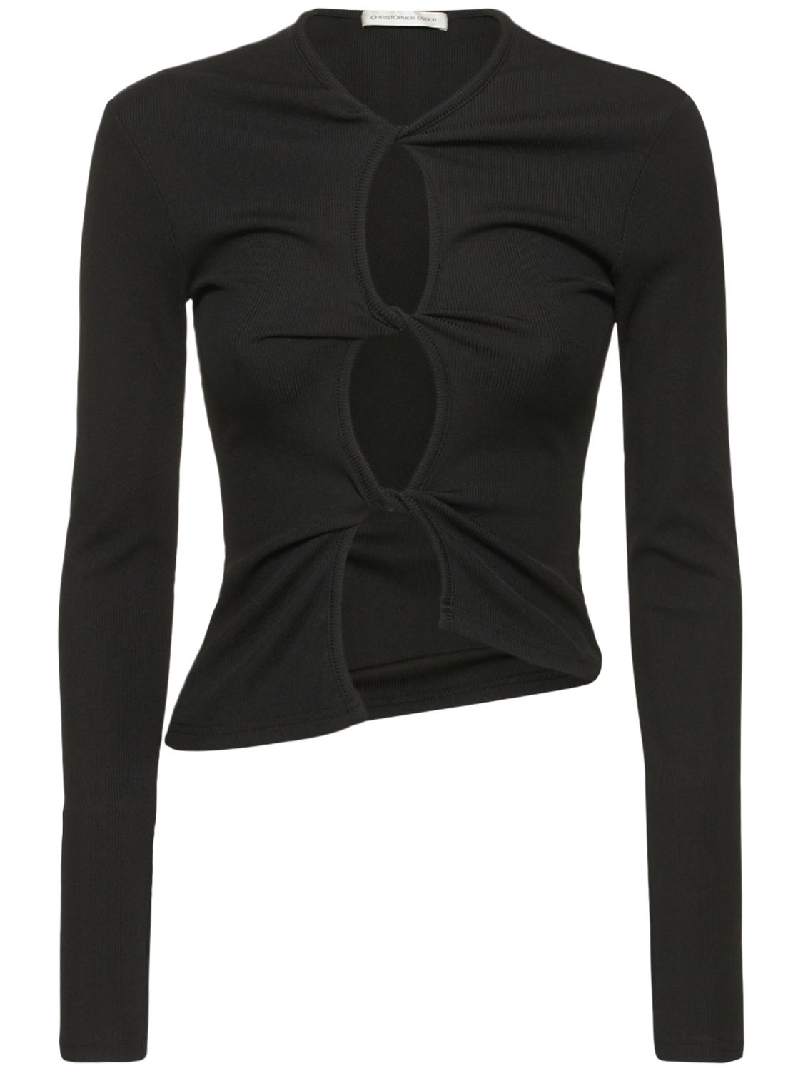 Image of Front Knot Long Sleeve Jersey Top