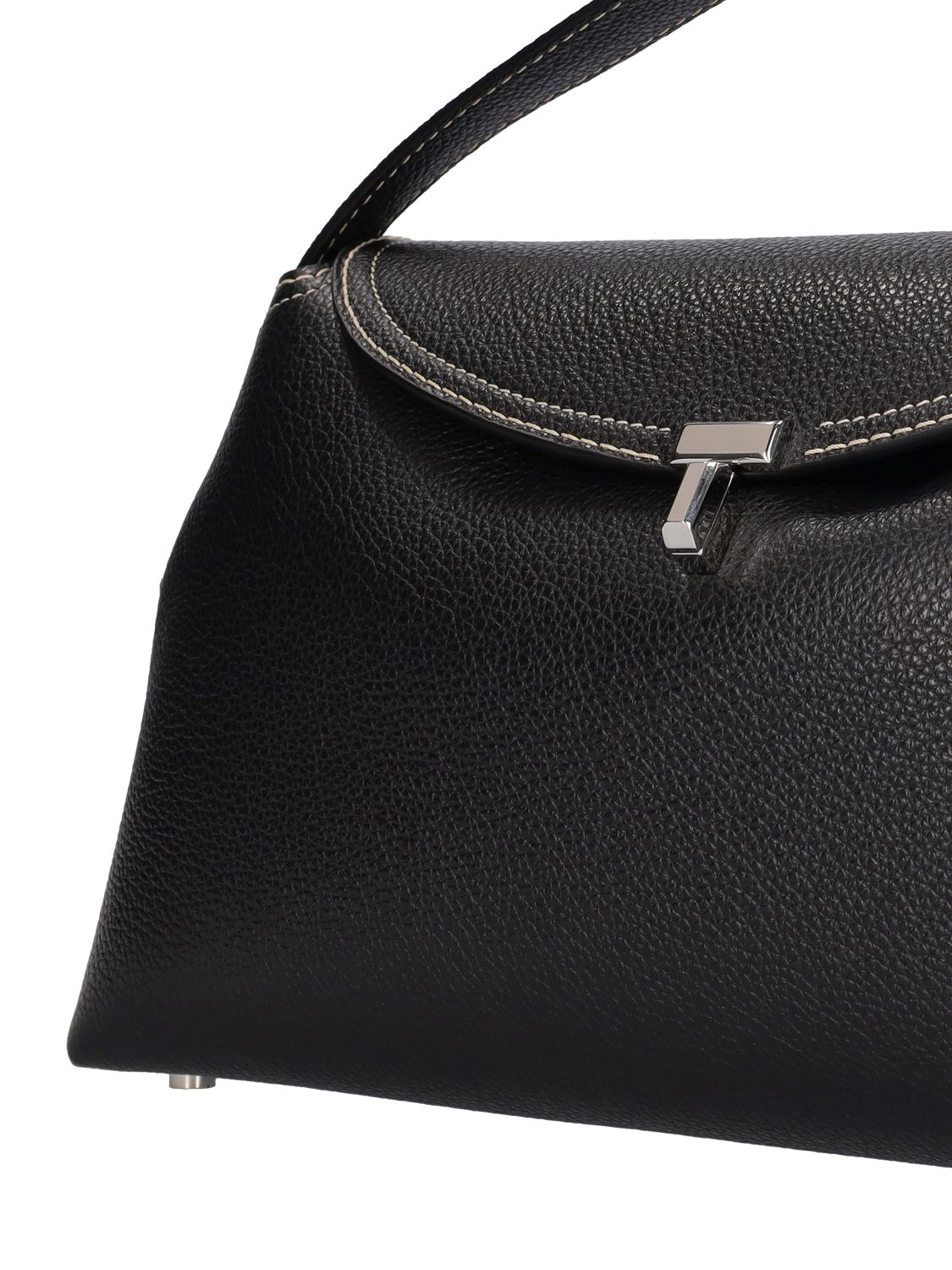 Shop Totême T-lock Leather Top Handle Bag In Black