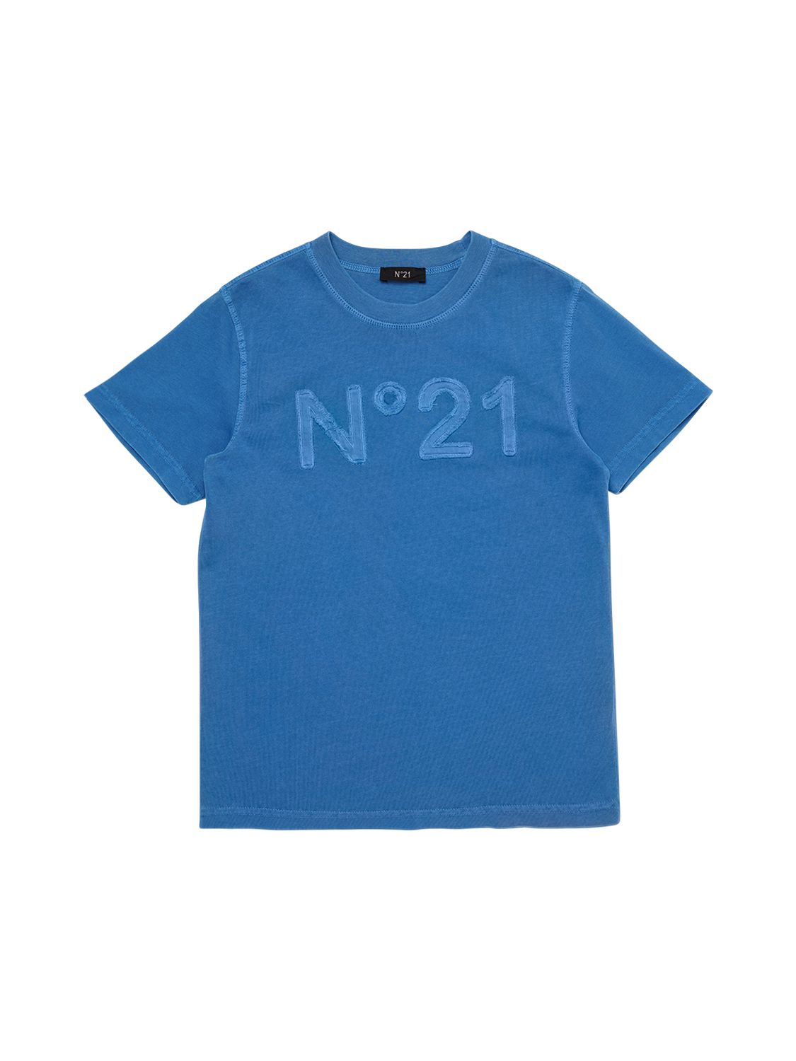 N°21 Cotton Jersey T-shirt W/ Logo Patch In Blue