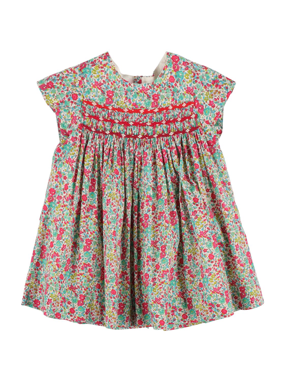 BONPOINT Printed Cotton Dress W/ Embroidery