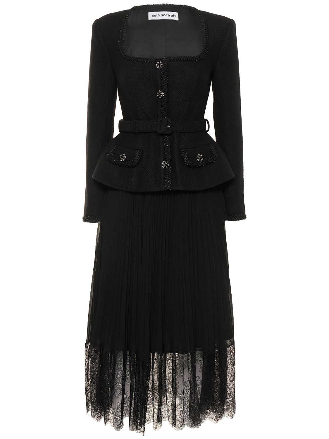 Robe Midi En Viscose Mélangée - SELF-PORTRAIT - Modalova