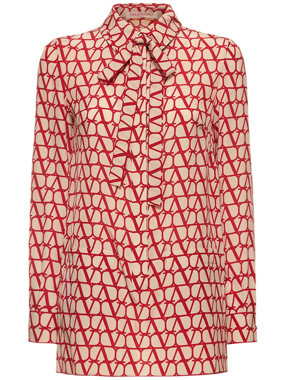 V Logo Silk Crepe De Chine Shirt