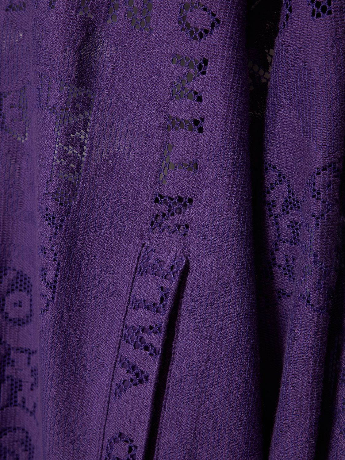 Valentino Embroidered-logo Long-sleeve Dress In Purple