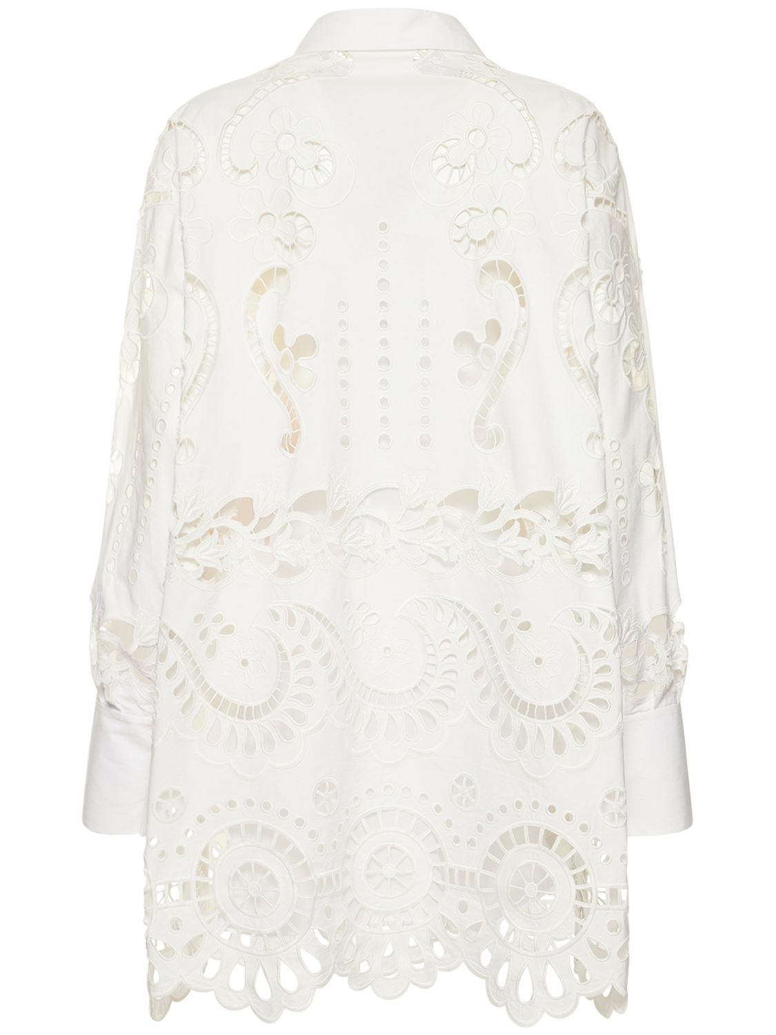 Valentino Broderie Cotton Lace Oversize Shirt In White
