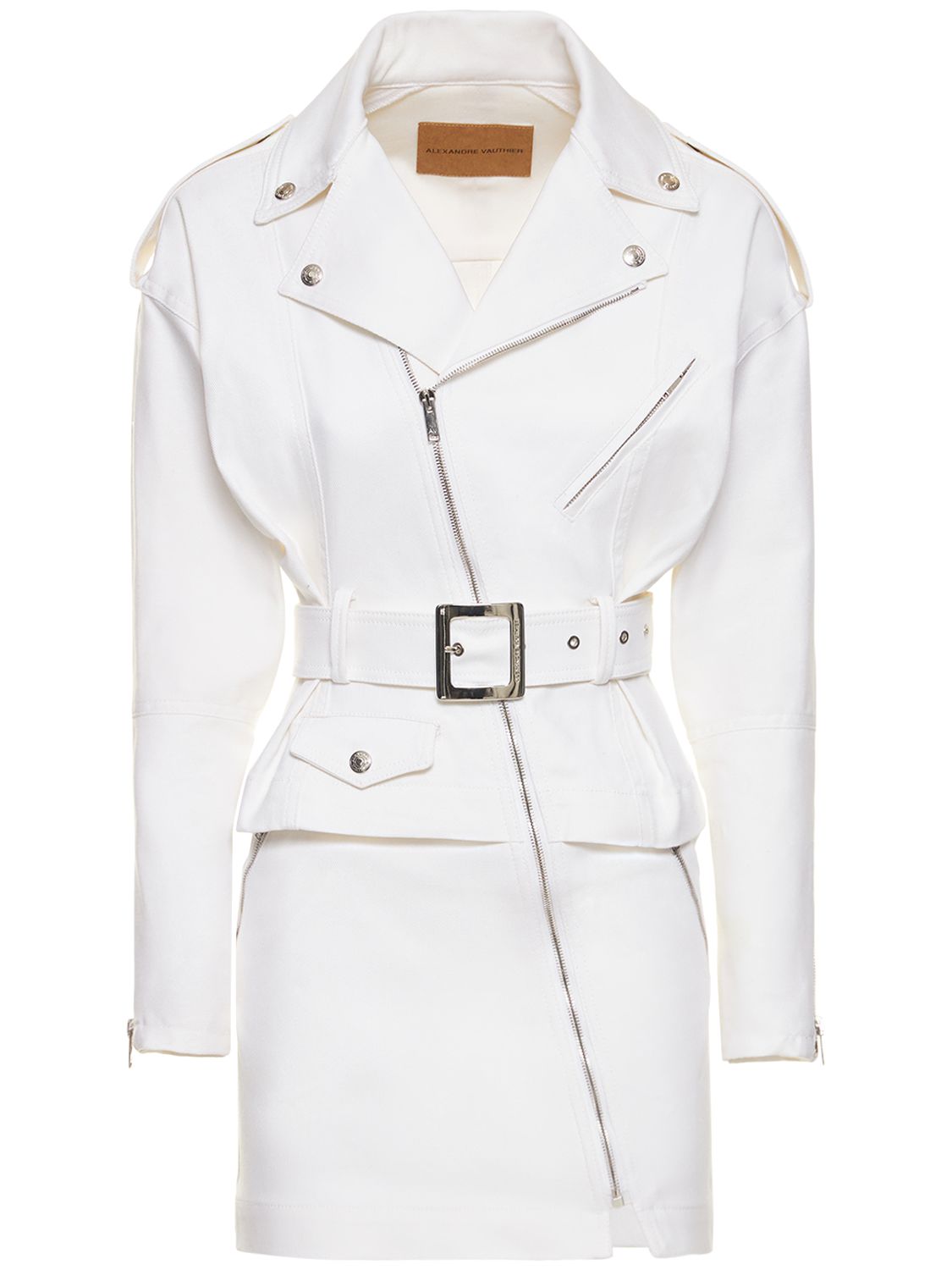 Robe Courte Zippée En Denim Avec Ceinture - ALEXANDRE VAUTHIER - Modalova