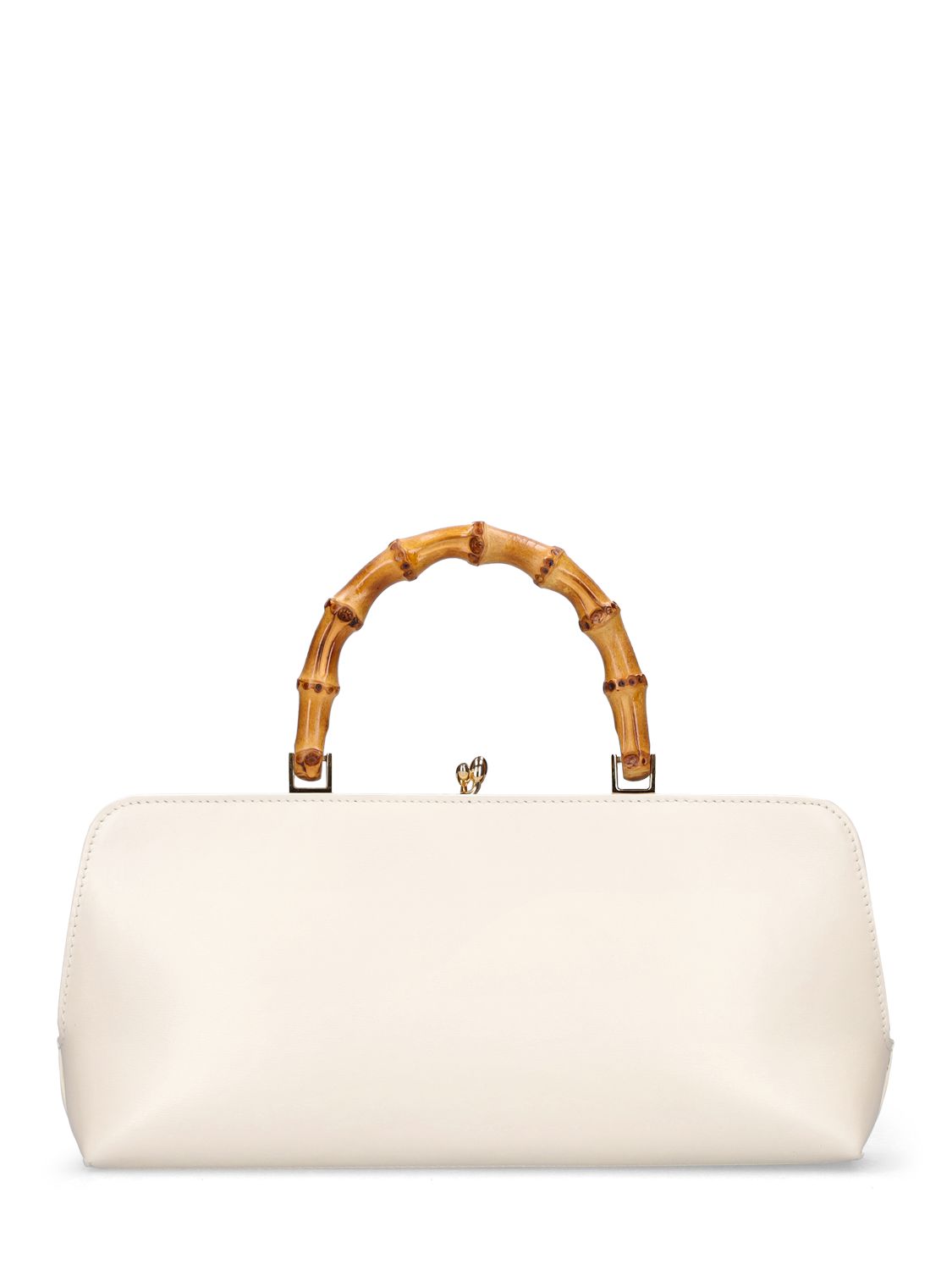 Shop Jil Sander Sm Goji Leather Top Handle Bag In Eggshell