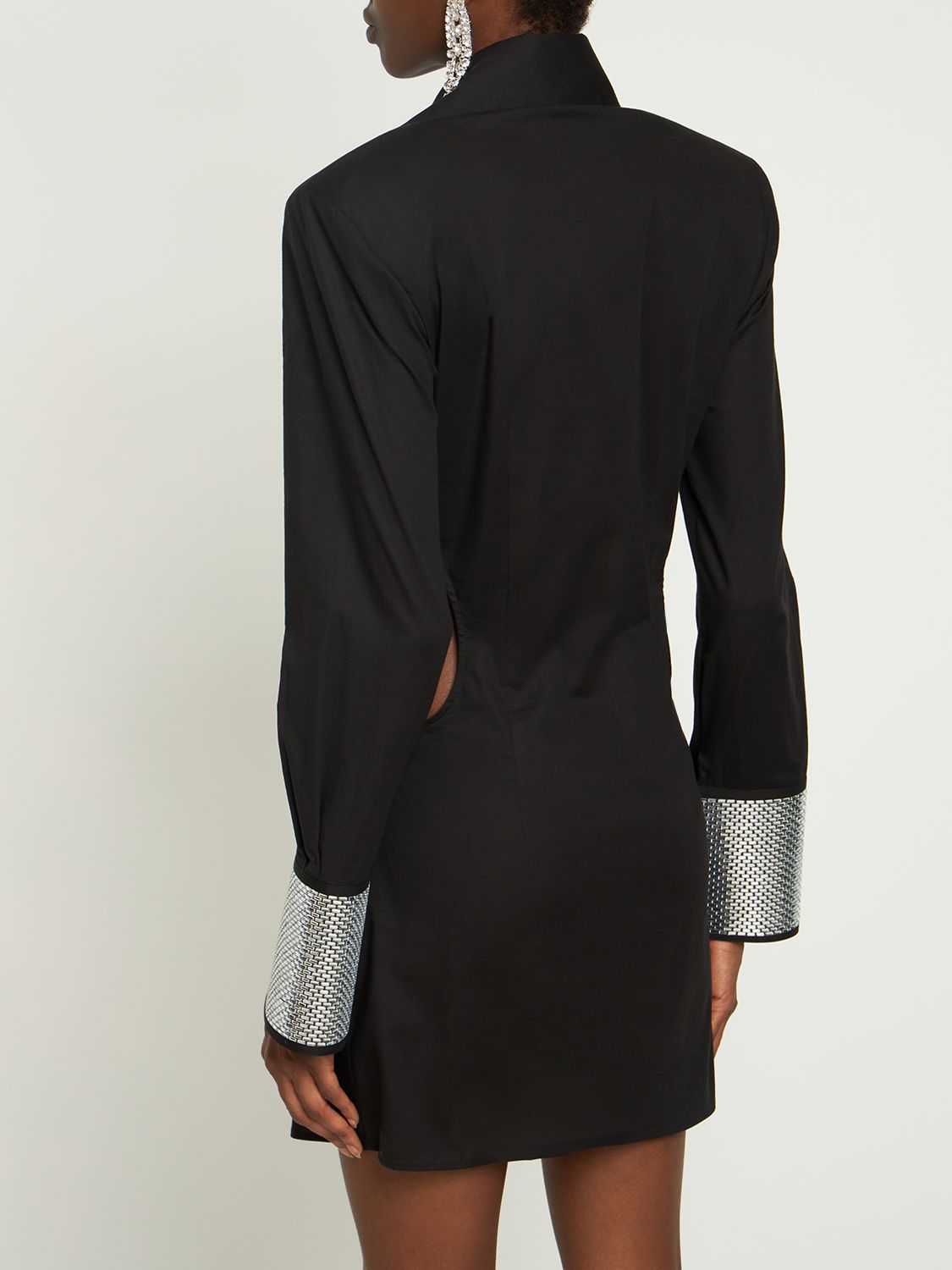 Poplin Shirt Dress W/ Embellished Cuffs