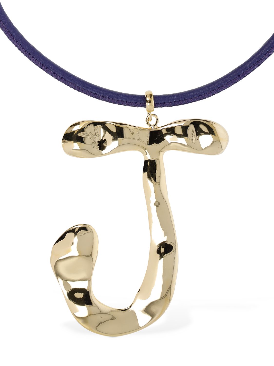 Shop Jacquemus Le Collier J Ouro Necklace In Purple,gold