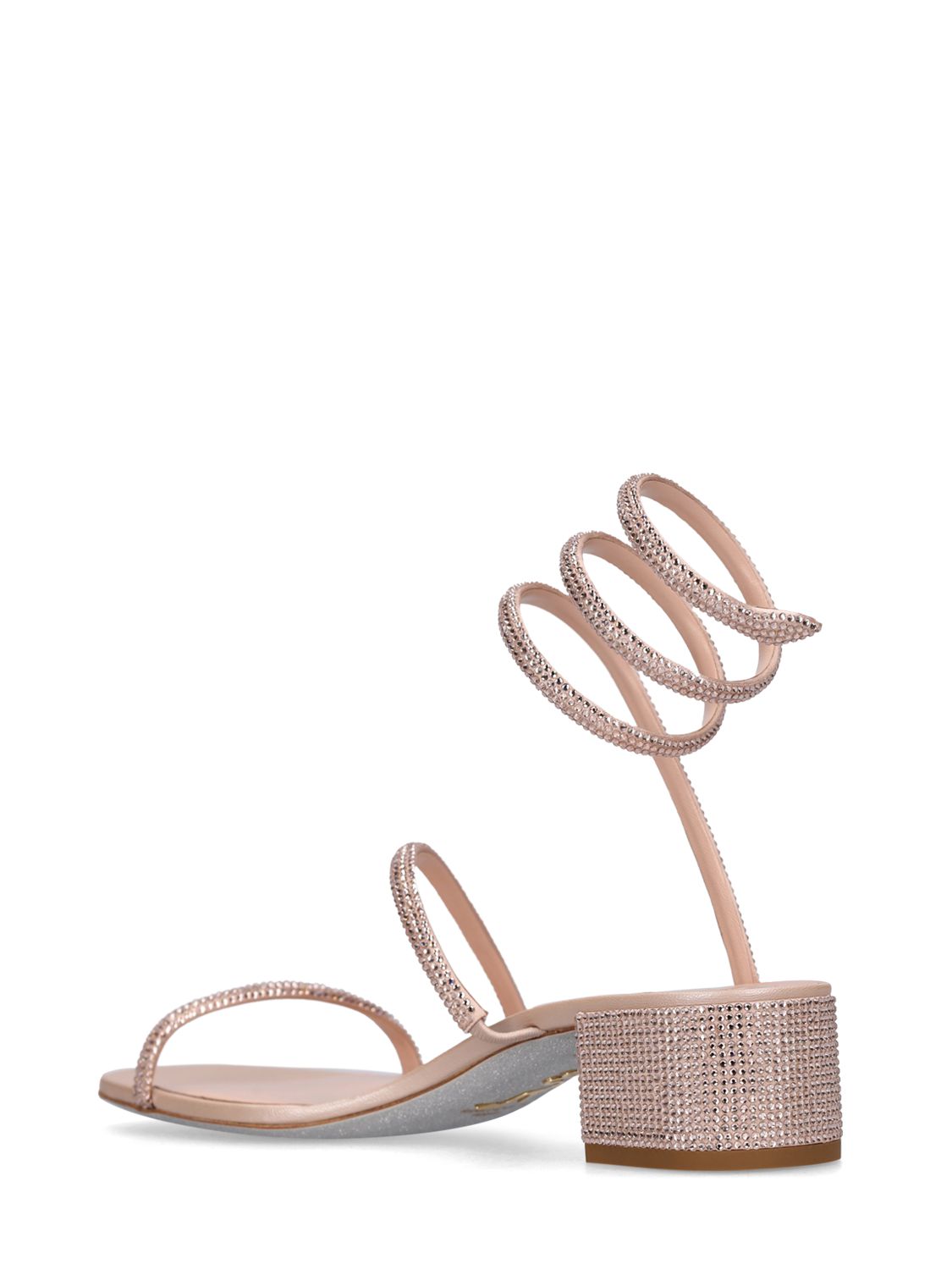 Shop René Caovilla 35mm Embellished Satin Sandals In Nude