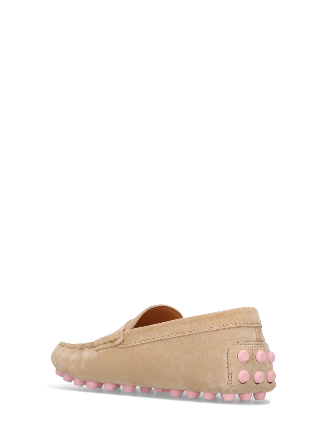 Shop Tod's 10mm Gommino Macro Suede Loafers In Beige