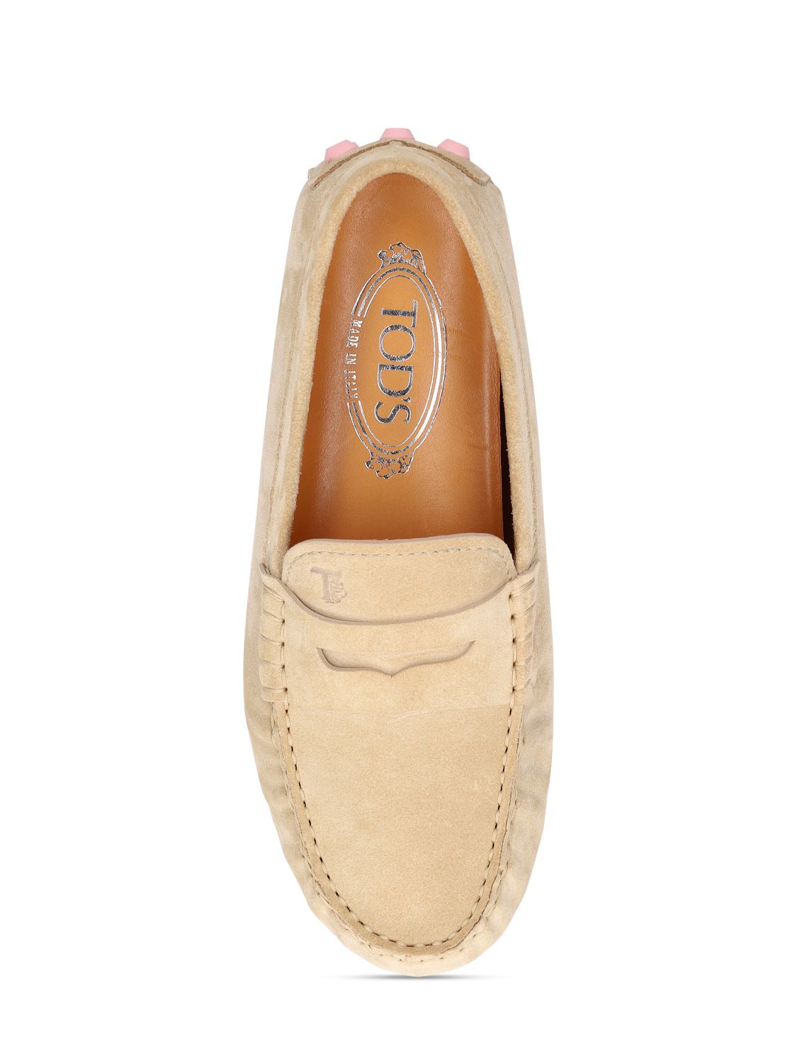 Shop Tod's 10mm Gommino Macro Suede Loafers In Beige
