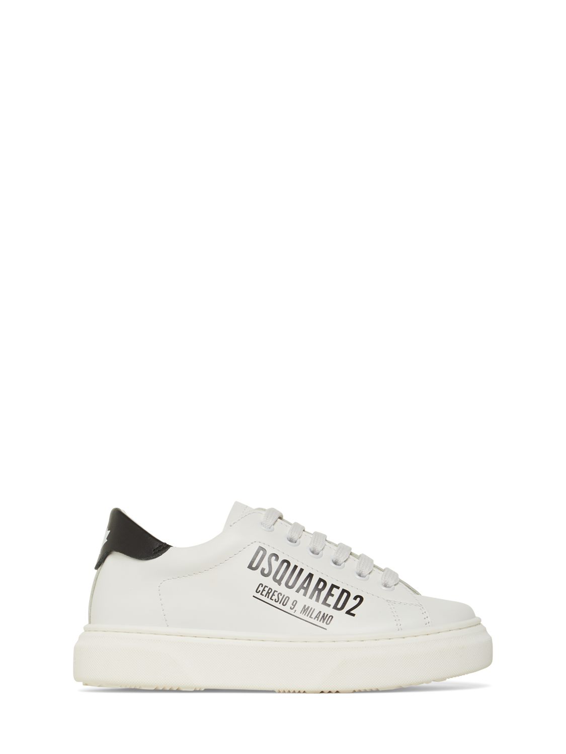 Logo Print Leather Lace-up Sneakers