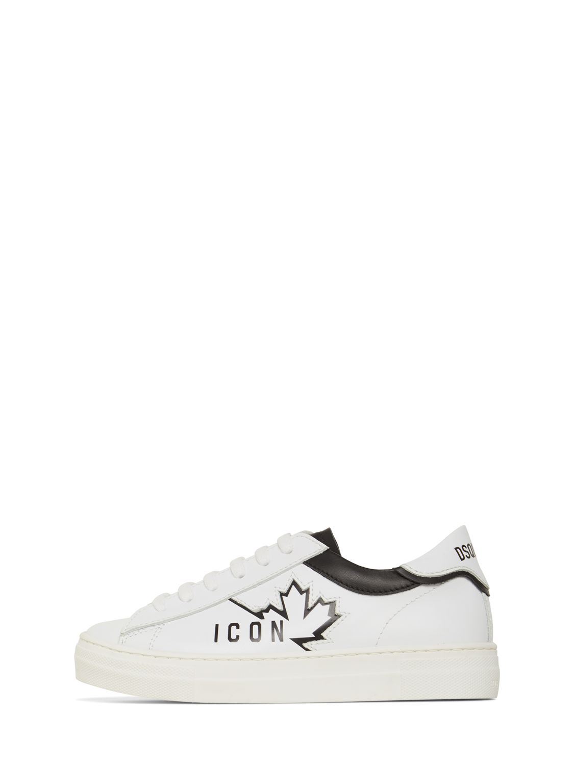 Icon Print Leather Lace-up Sneakers