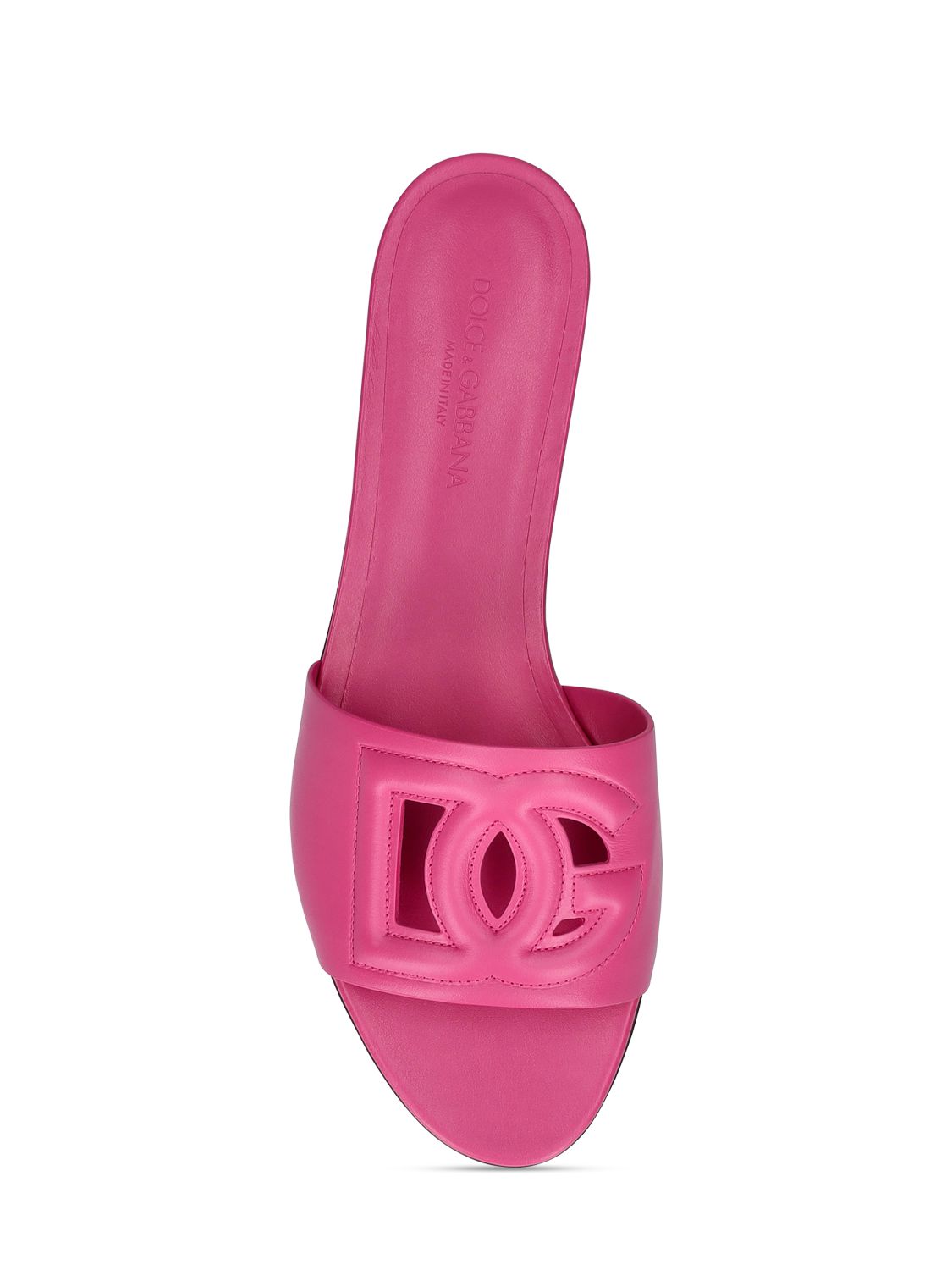 Dolce & Gabbana Dg Logo Slides In Calf Leather In Pink