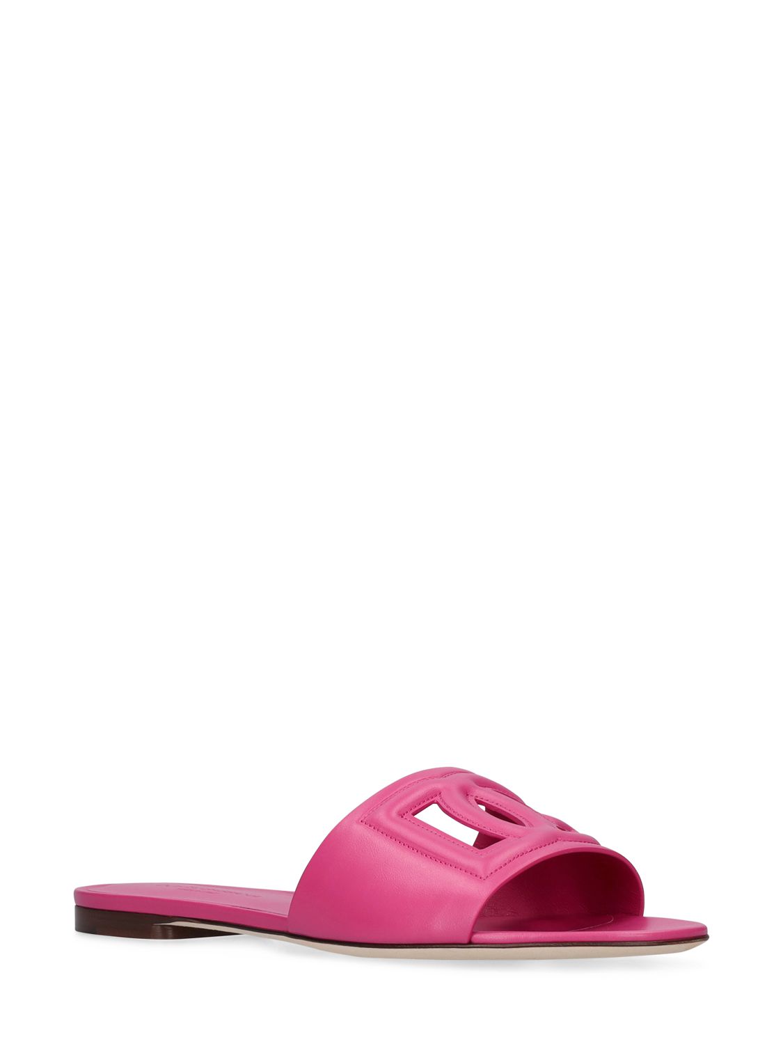 Dolce & Gabbana Dg Logo Slides In Calf Leather In Pink