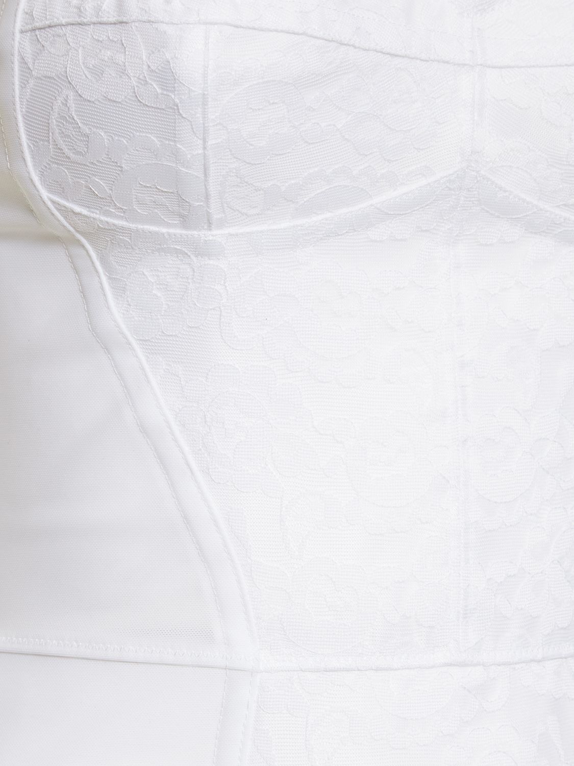Shop Dolce & Gabbana Lace & Satin Corset Midi Dress In White