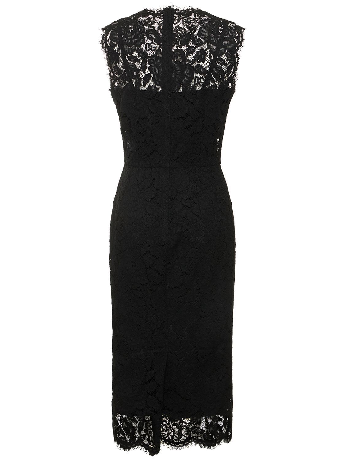 Shop Dolce & Gabbana Sleeveless Lace Midi Dress In Black