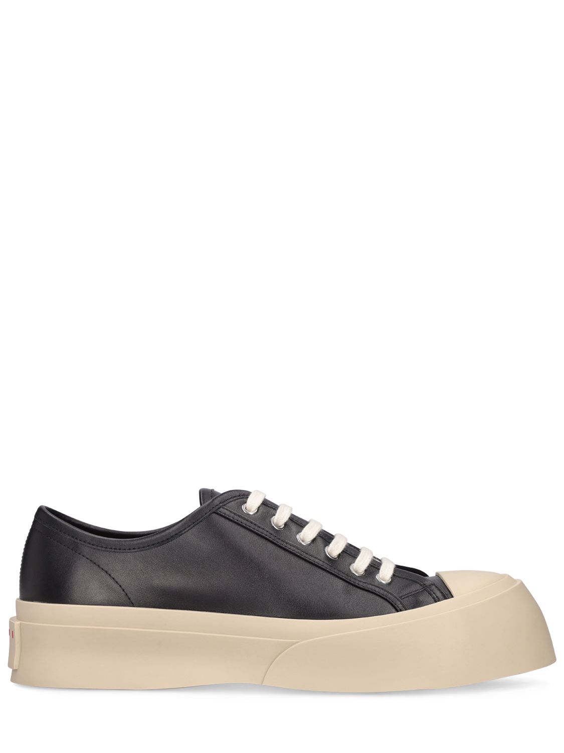 Shop Marni Pablo Leather Low Top Sneakers In Black