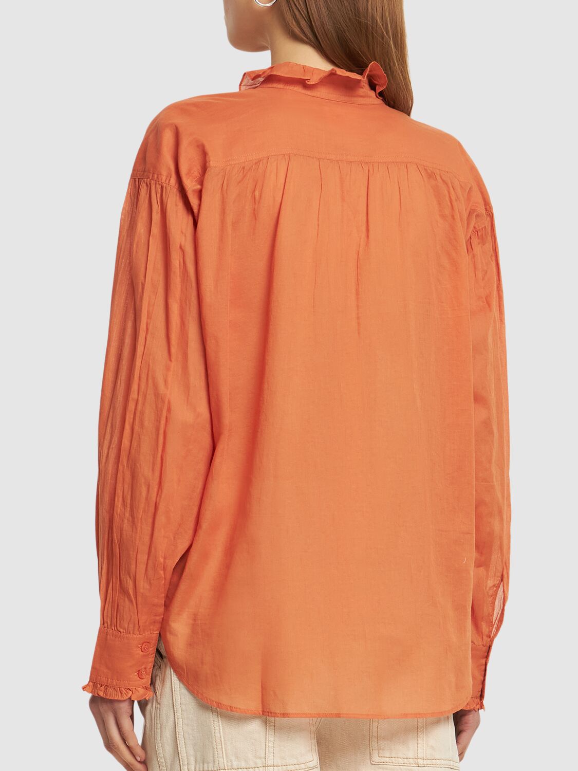 Shop Isabel Marant Étoile Pamias Ruffled Cotton Shirt In Orange