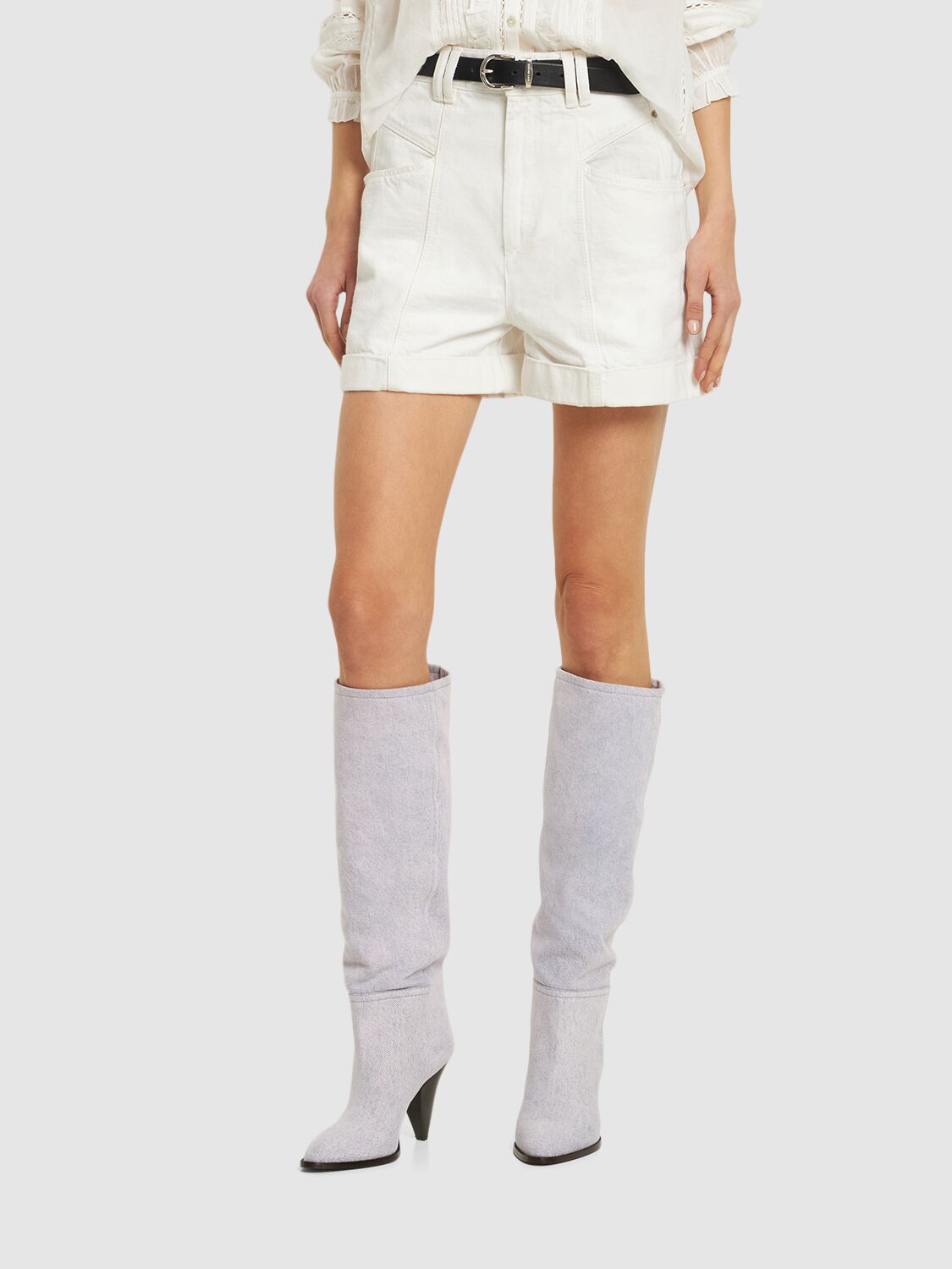 ISABEL MARANT 90MM RIRIO-GB DENIM TALL BOOTS 