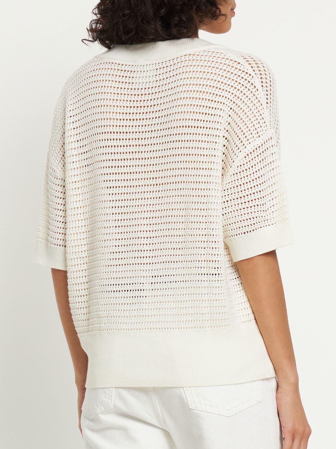 Shop Varley Callie Boxy Knit Polo In Egret