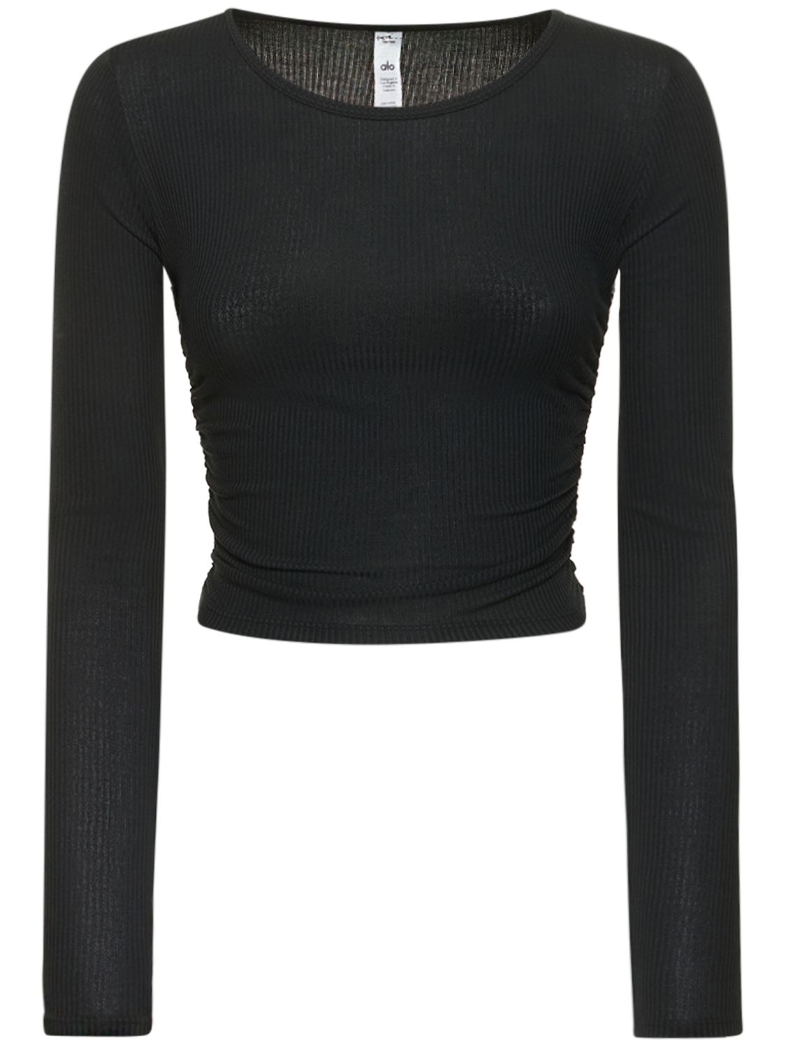 Alo Yoga Gather Long Sleeve Top In Black