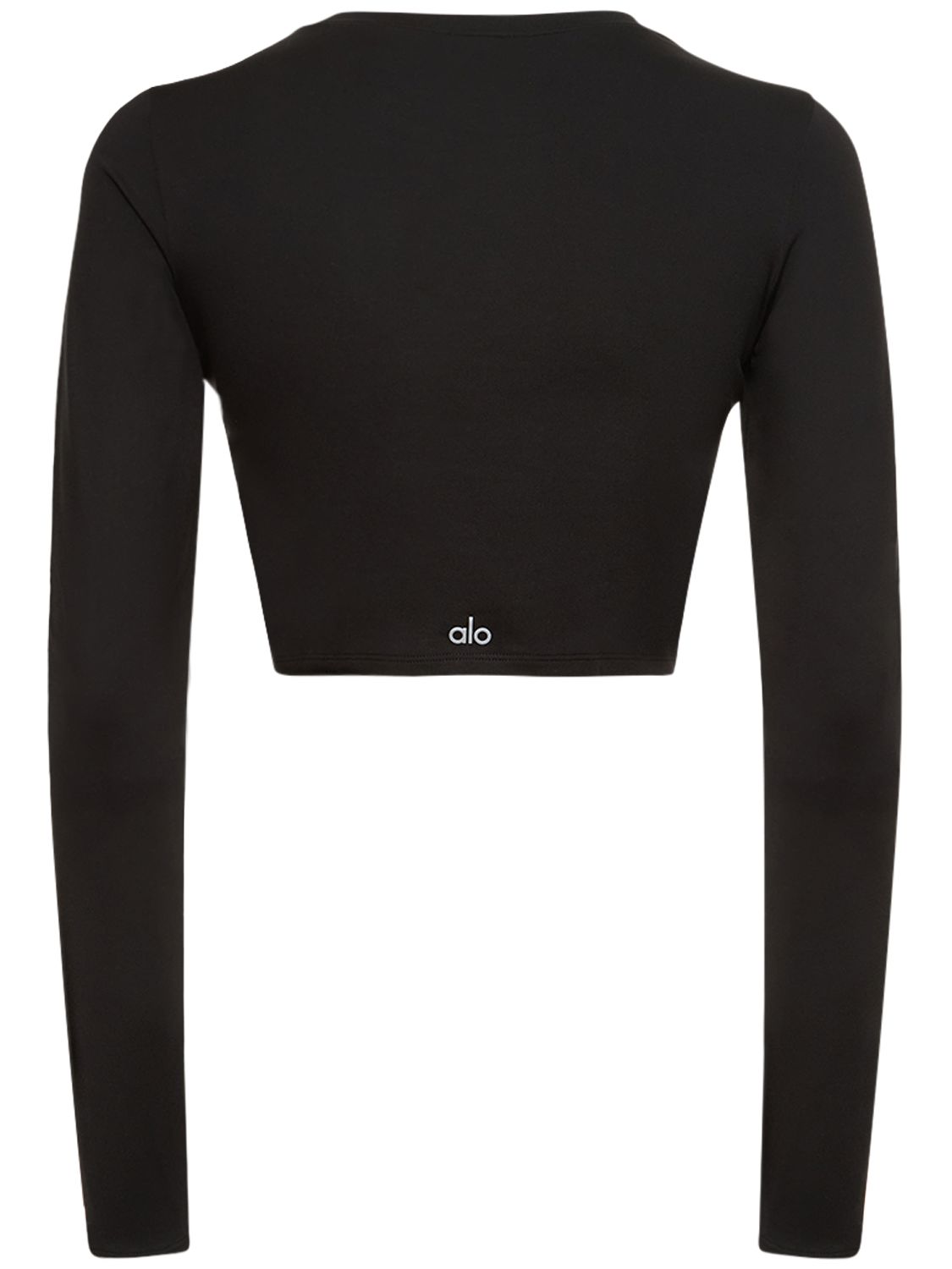 Shop Alo Yoga Alosoft Finesse Long Sleeve Tech T-shirt In Black