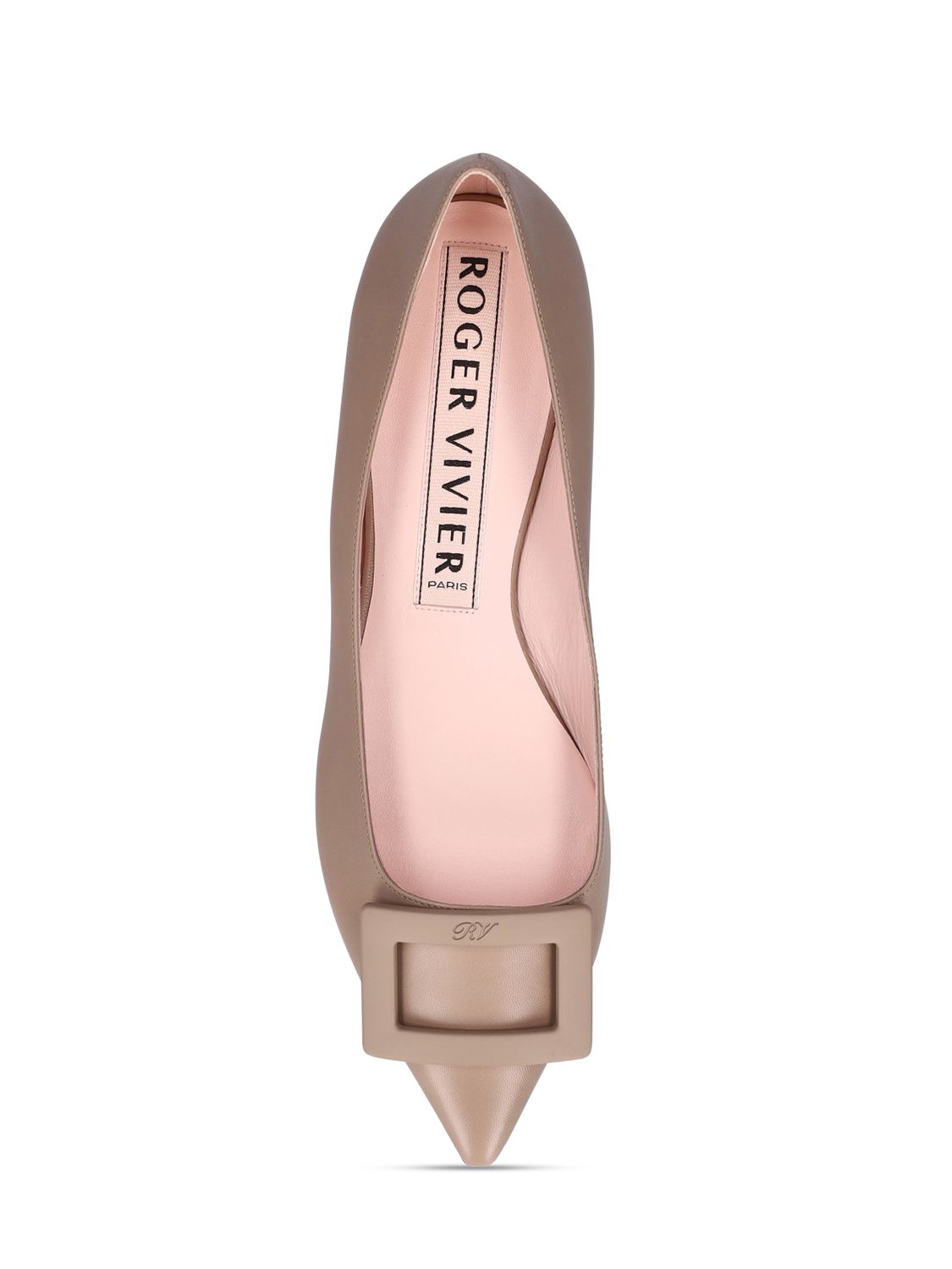Shop Roger Vivier 10mm Gommettine Leather Ballerinas In Taupe