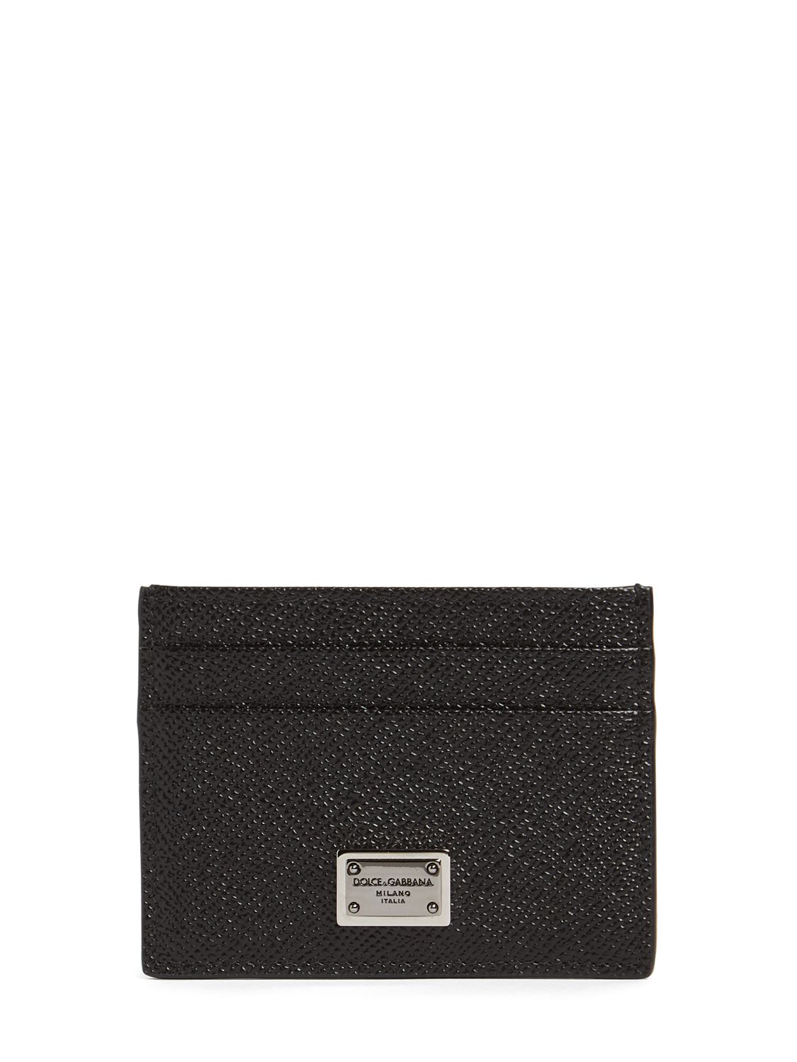 Logo Plaque Leather Card Holder