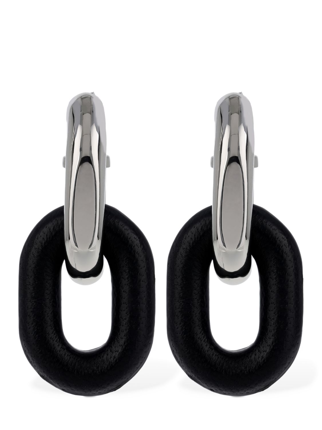 Xl Link Leather Hoop Earrings