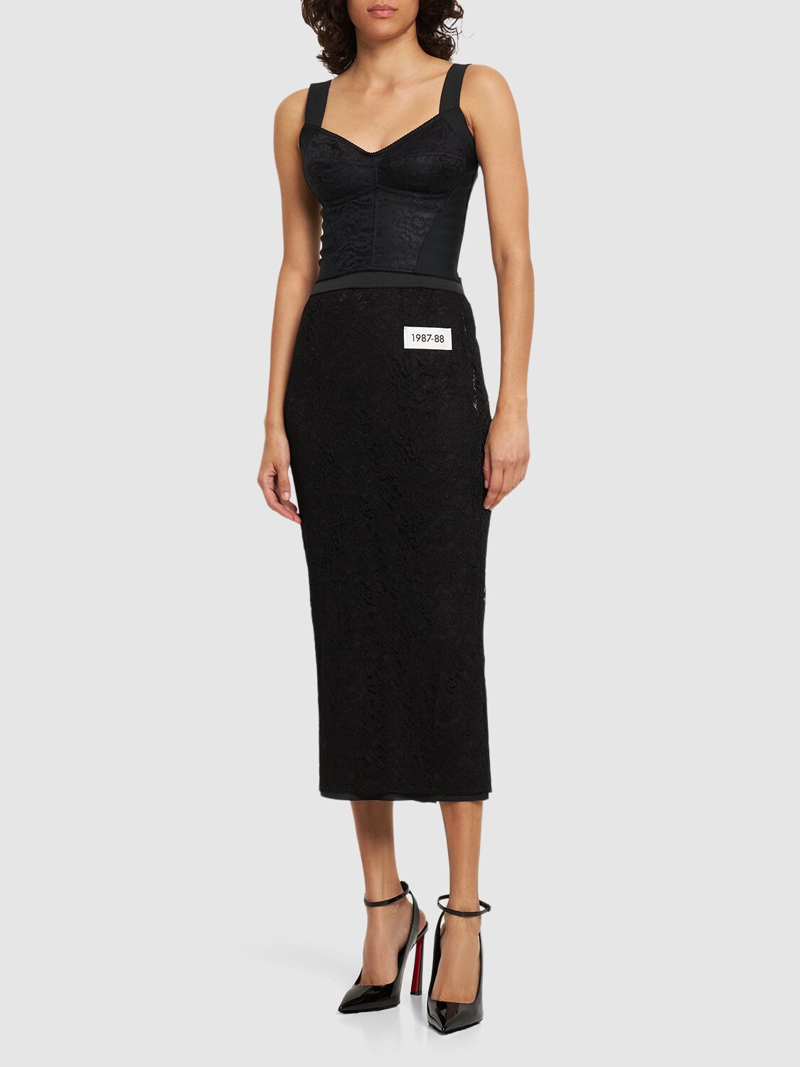 Dolce & Gabbana X Kim Kardashian Lace Midi Skirt In Black