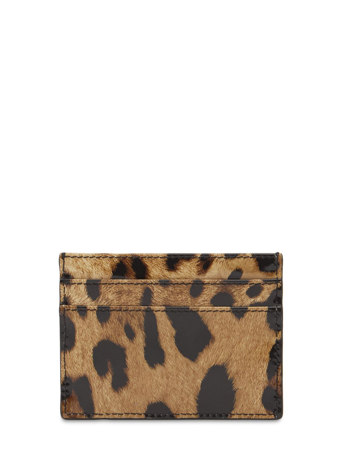 Dolce & Gabbana Printed Leather Card Holder In Leopard
