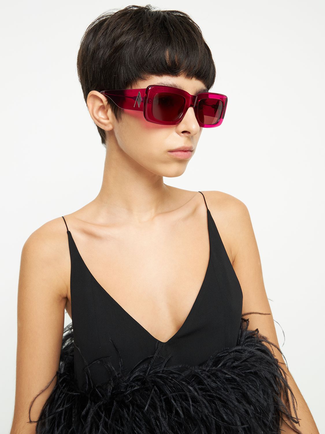 Attico Marfa Squared Acetate Sunglasses In Fuchsia,brown